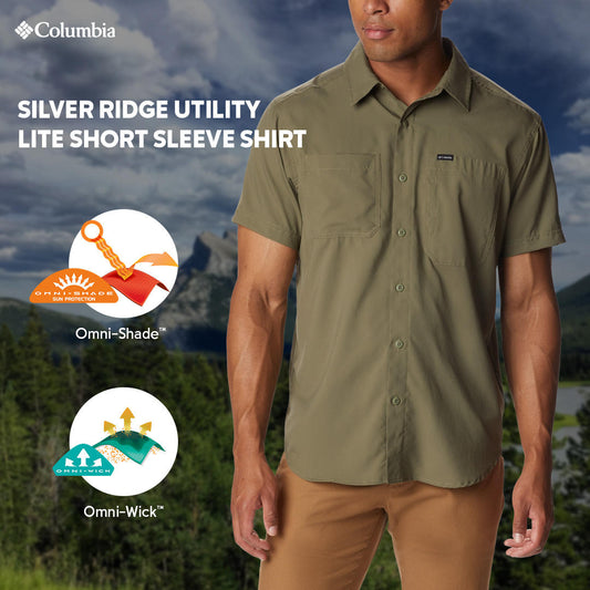 Columbia Men Green Silver Ridge Utility Lite Short Sleeve Shirts