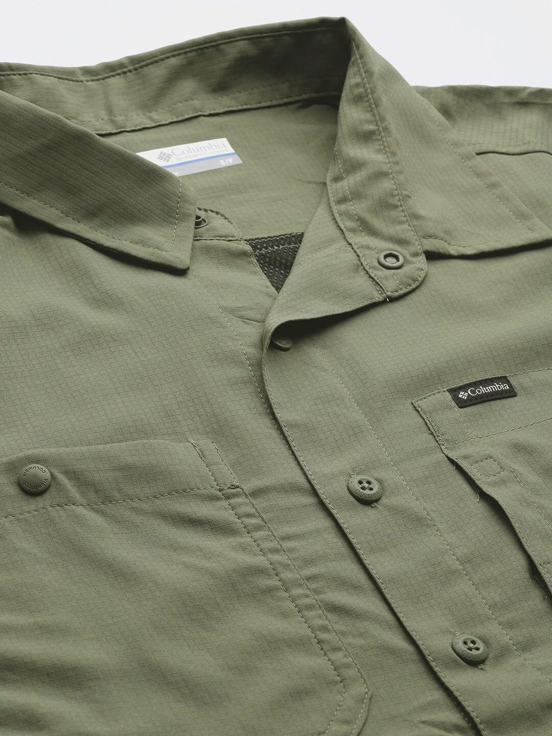 Columbia Men Green Silver Ridge Utility Lite Short Sleeve Shirts