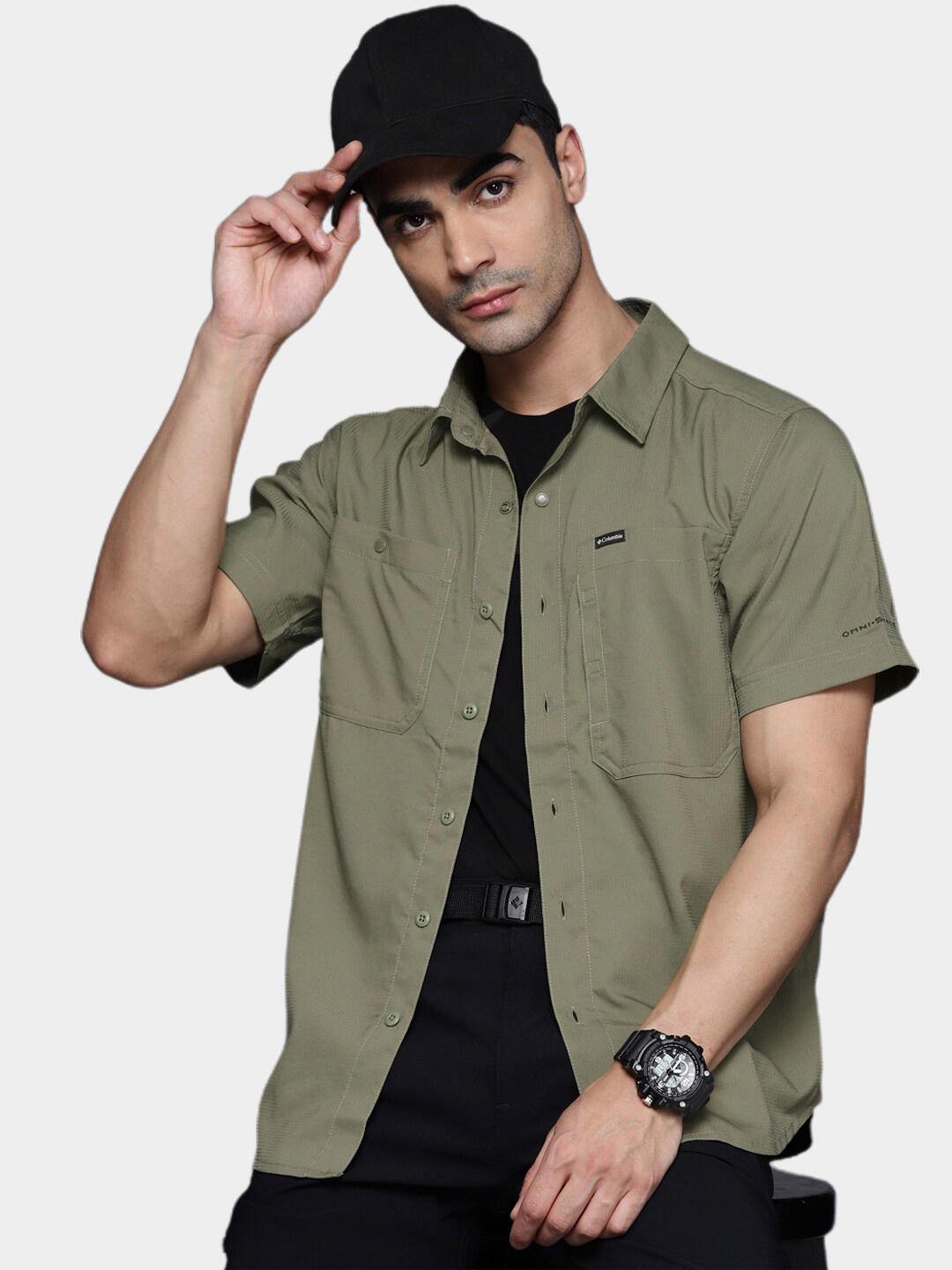 Columbia Men Green Silver Ridge Utility Lite Short Sleeve Shirts