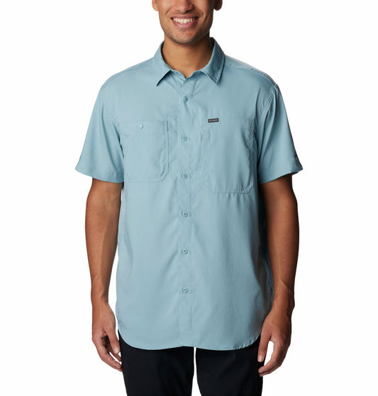 Columbia Men Blue Silver Ridge Utility Lite Short Sleeve Shirt