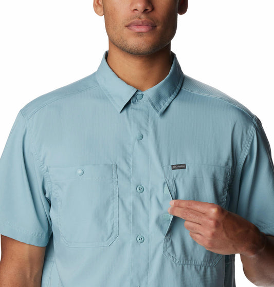Columbia Men Blue Silver Ridge Utility Lite Short Sleeve Shirt