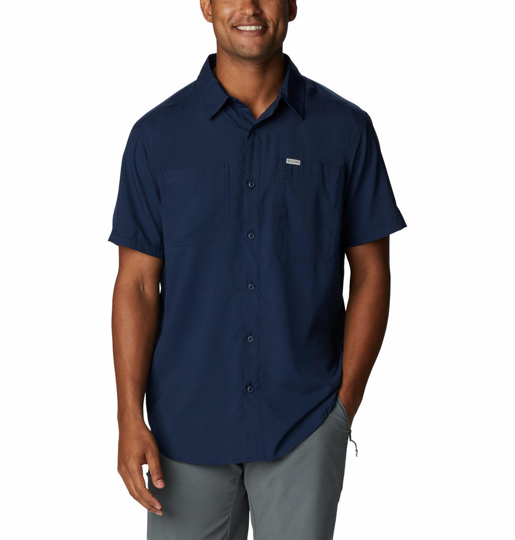 Columbia Men Navy Blue Columbia Men Silver Ridge Utility Lite Short Sleeve Shirt