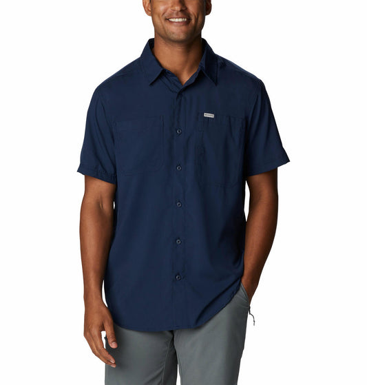Columbia Men Navy Blue Columbia Men Silver Ridge Utility Lite Short Sleeve Shirt