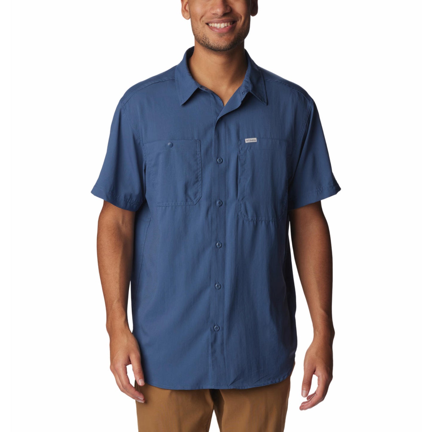 Columbia Mens Blue Silver Ridge Utility Lite Short Sleeve Shirt
