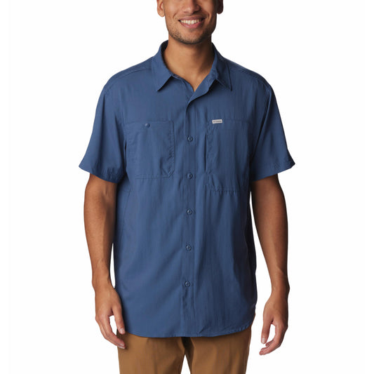 Columbia Mens Blue Silver Ridge Utility Lite Short Sleeve Shirt