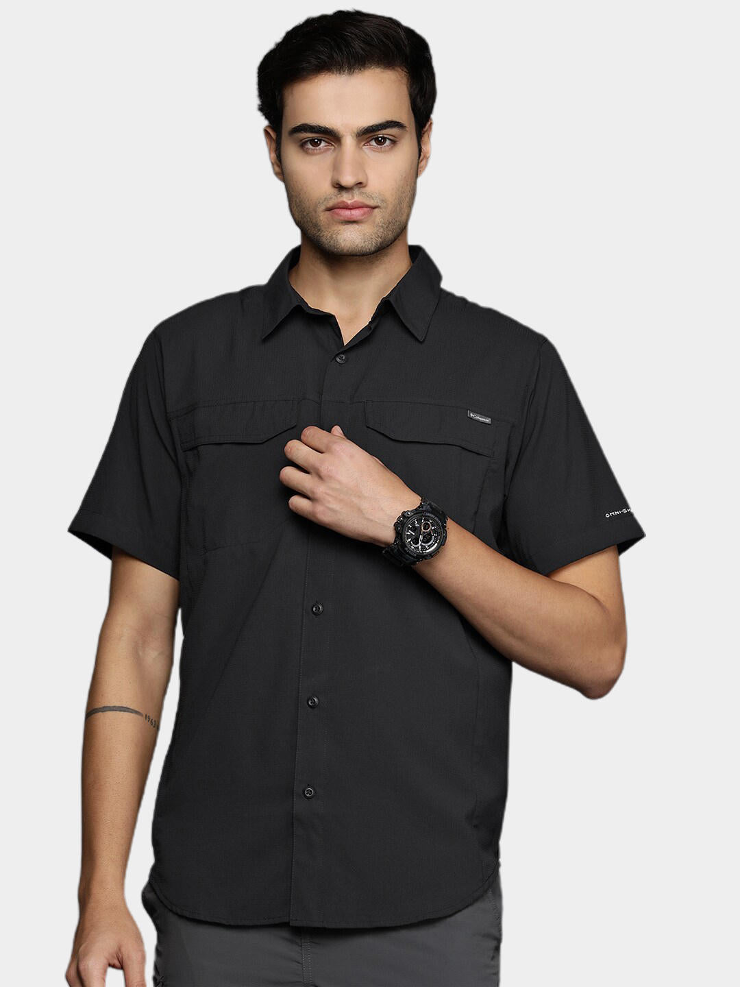 Columbia Men Black Silver Ridge Lite Short Sleeve Shirt