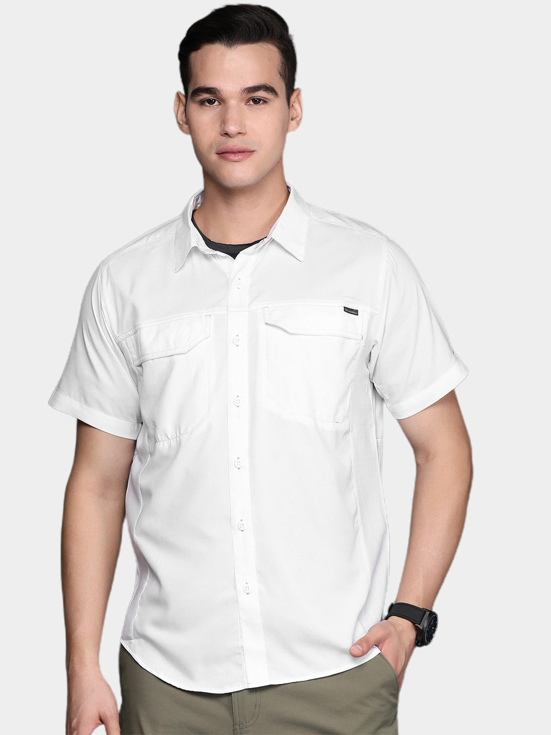 Columbia Men White Silver Ridge Lite Short Sleeve Shirt