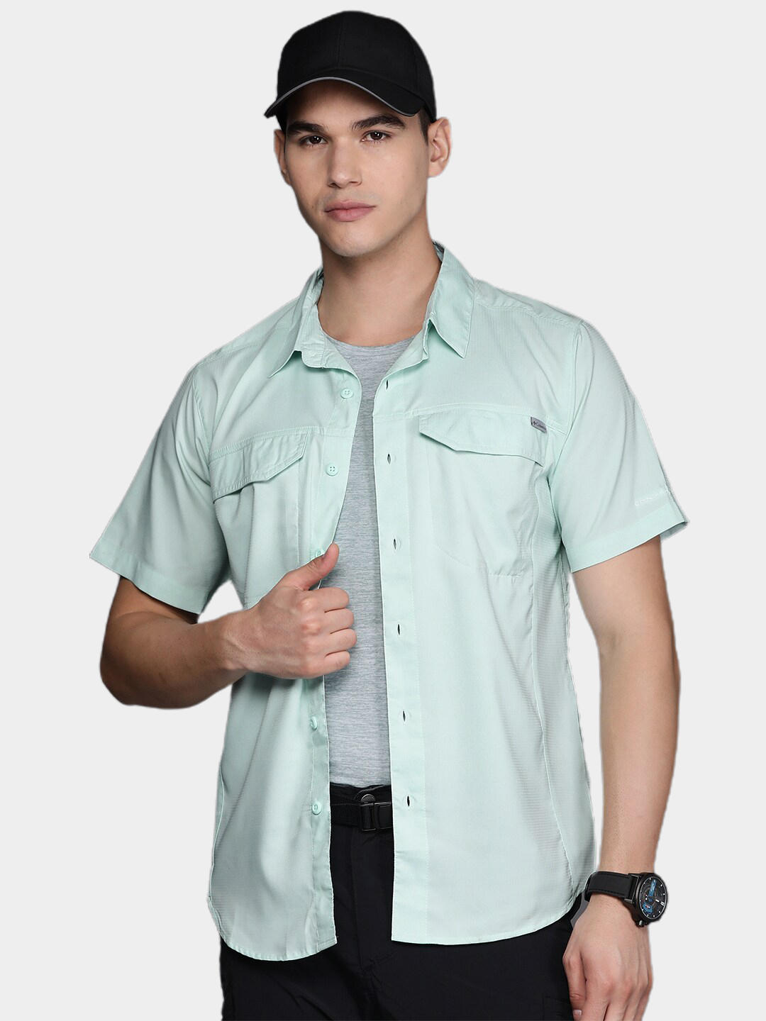 Columbia Men Blue Silver Ridge Lite Short Sleeve Shirt