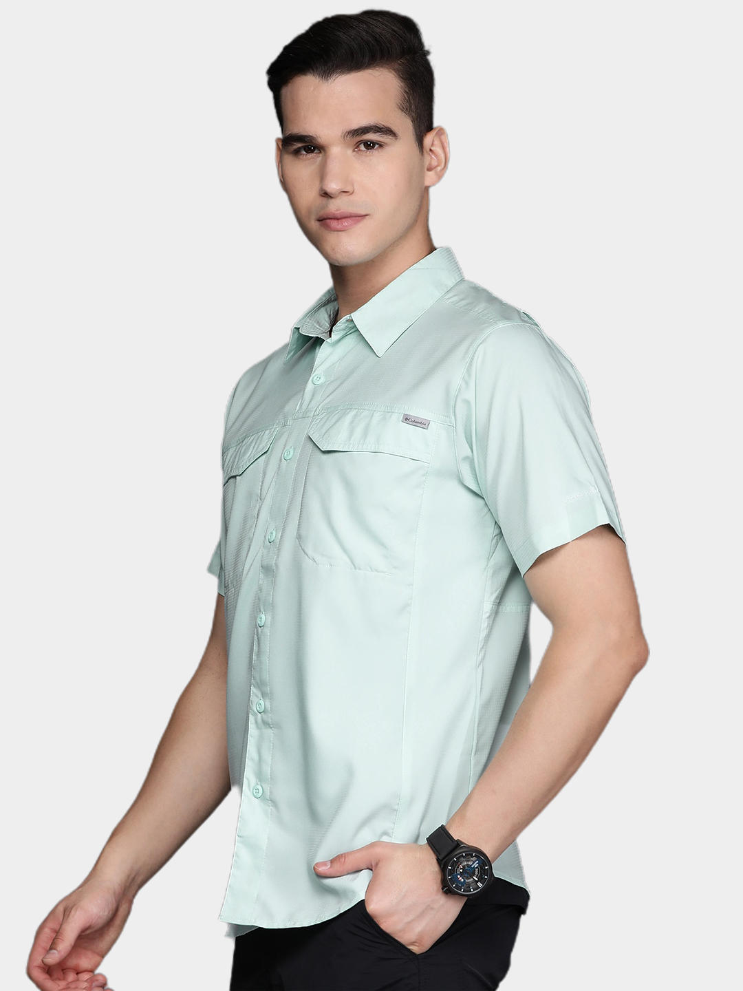 Columbia Men Blue Silver Ridge Lite Short Sleeve Shirt