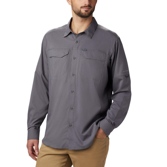 Columbia Men Grey Omni-Wick Silver Ridge Lite Long Sleeve Shirt