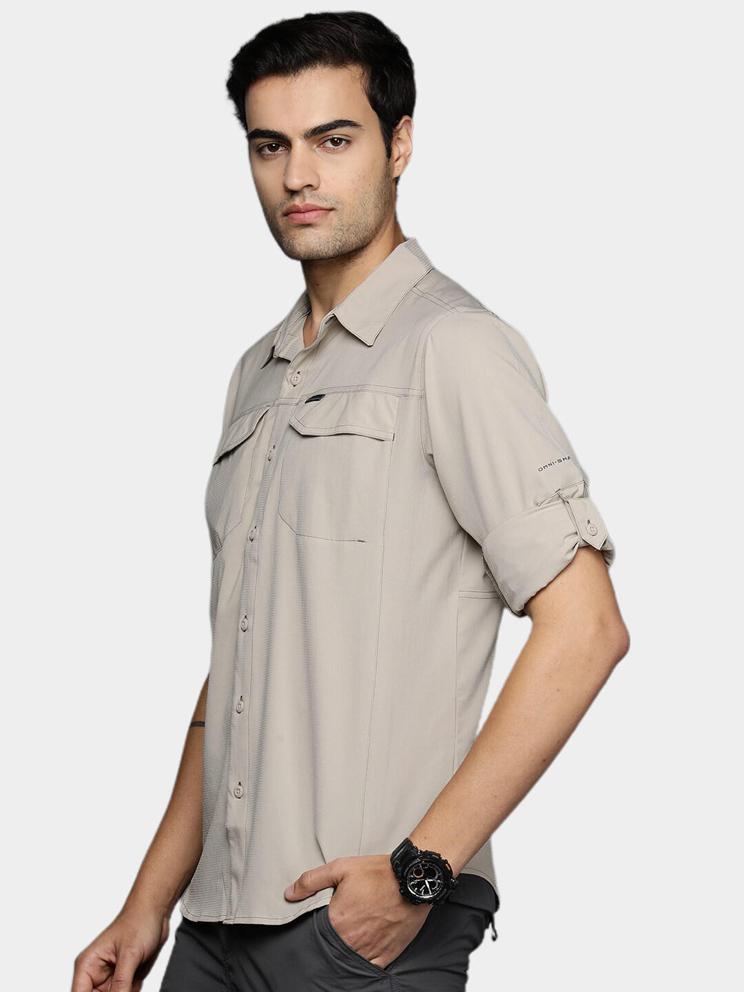 Columbia Men White Omni-Wick Silver Ridge Lite Long Sleeve Shirt