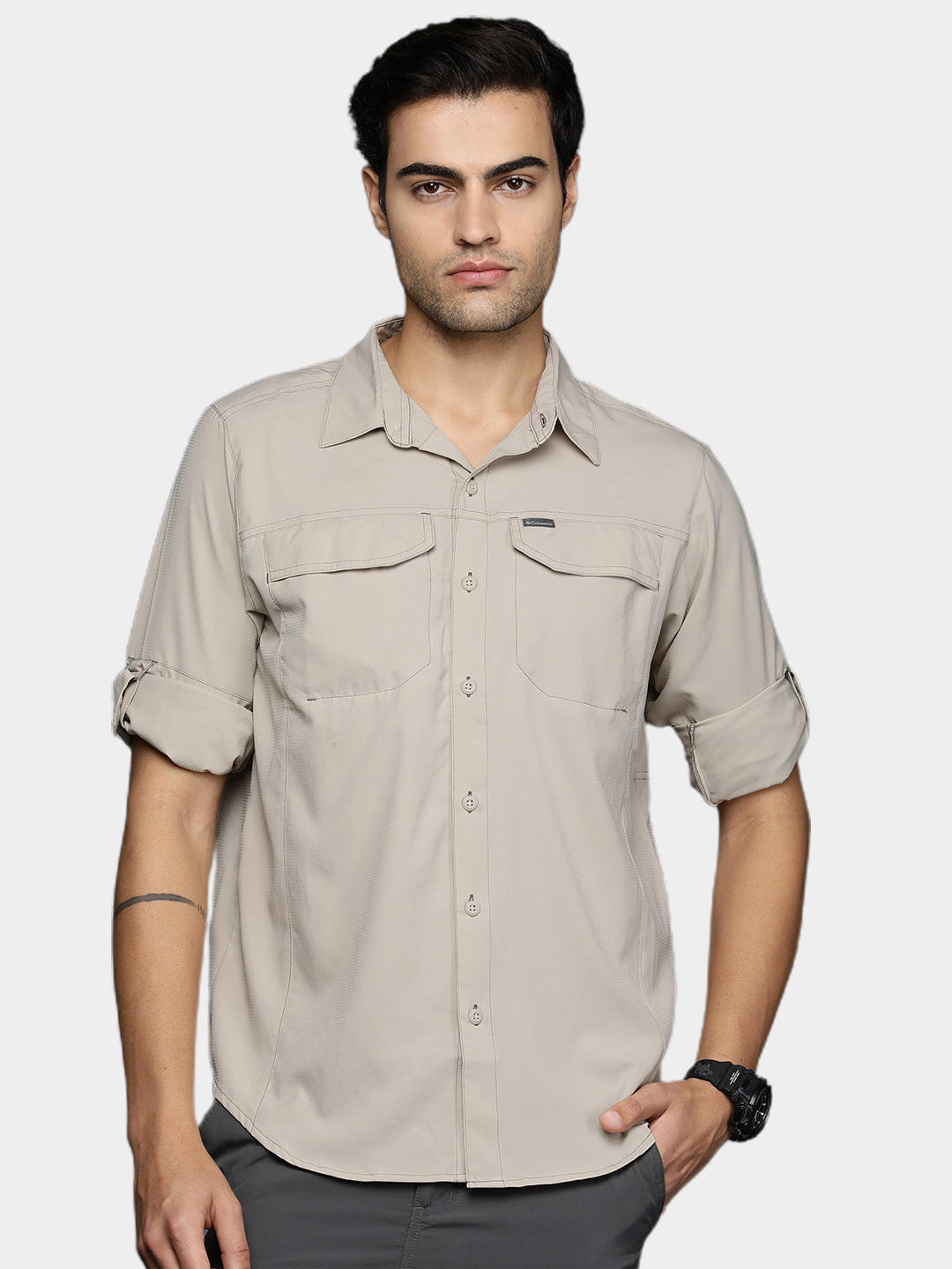 Columbia Men White Omni-Wick Silver Ridge Lite Long Sleeve Shirt