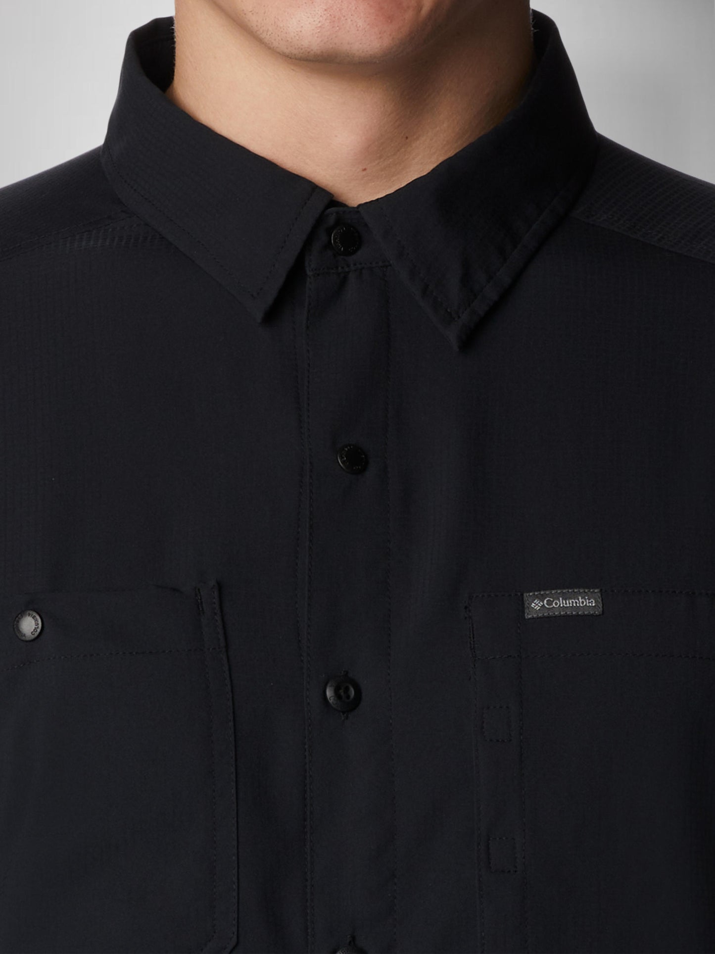 Columbia Mens Black Omni-Shade Broad Spectrum Silver Ridge Utility Lite Long Sleeve Shirt