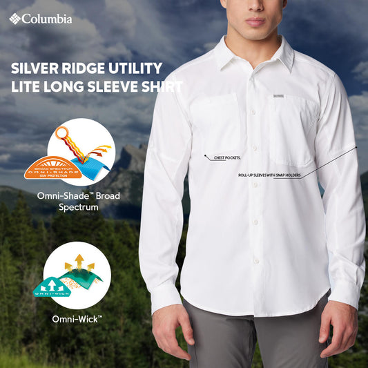 Columbia Men White Columbia Men Silver Ridge Utility Lite Long Sleeve Shirt