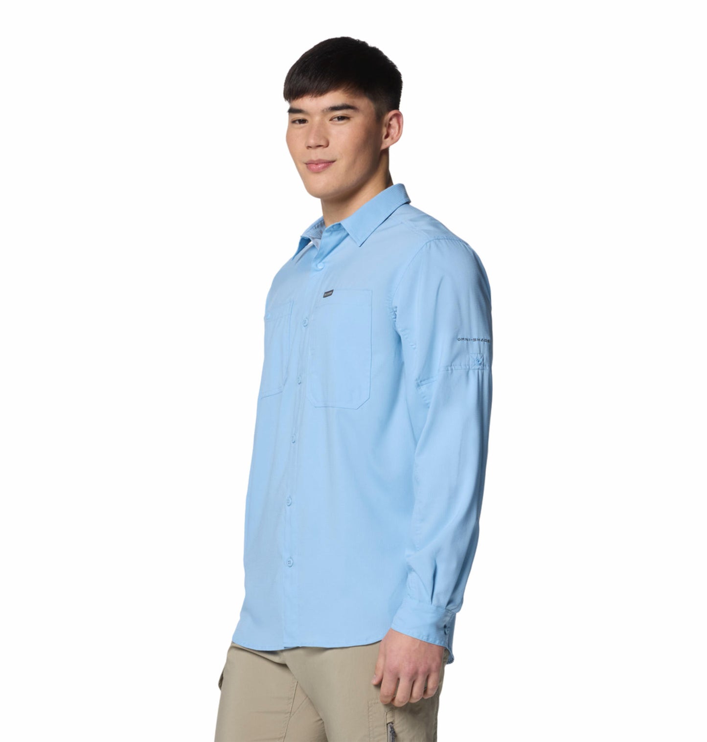Columbia Mens Blue Omni-Shade Silver Ridge Utility Lite Long Sleeve Shirt