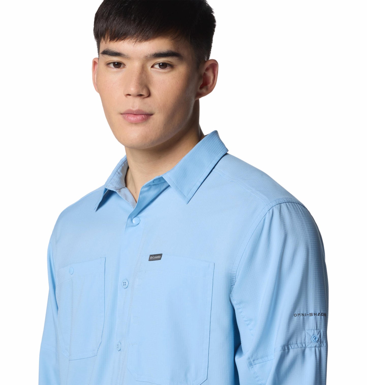 Columbia Mens Blue Omni-Shade Silver Ridge Utility Lite Long Sleeve Shirt