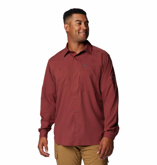 Columbia Mens Red Silver Ridge Utility Lite Long Sleeve Shirt
