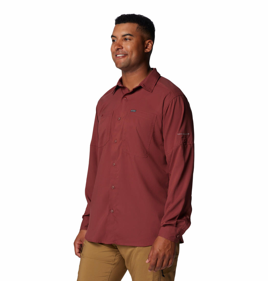 Columbia Mens Red Silver Ridge Utility Lite Long Sleeve Shirt