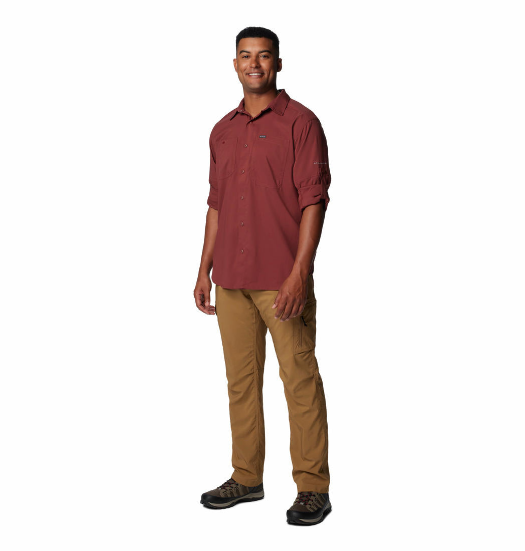 Columbia Mens Red Silver Ridge Utility Lite Long Sleeve Shirt