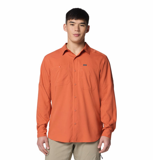 Columbia Mens Orange Omni-Shade Silver Ridge Utility Lite Long Sleeve Shirt