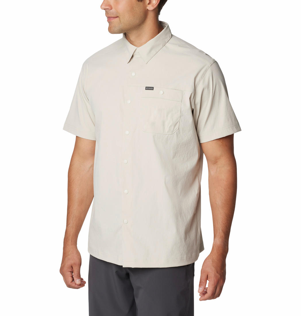 Columbia Men Beige Columbia Men Landroamer Ripstop Short Sleeve Shirt
