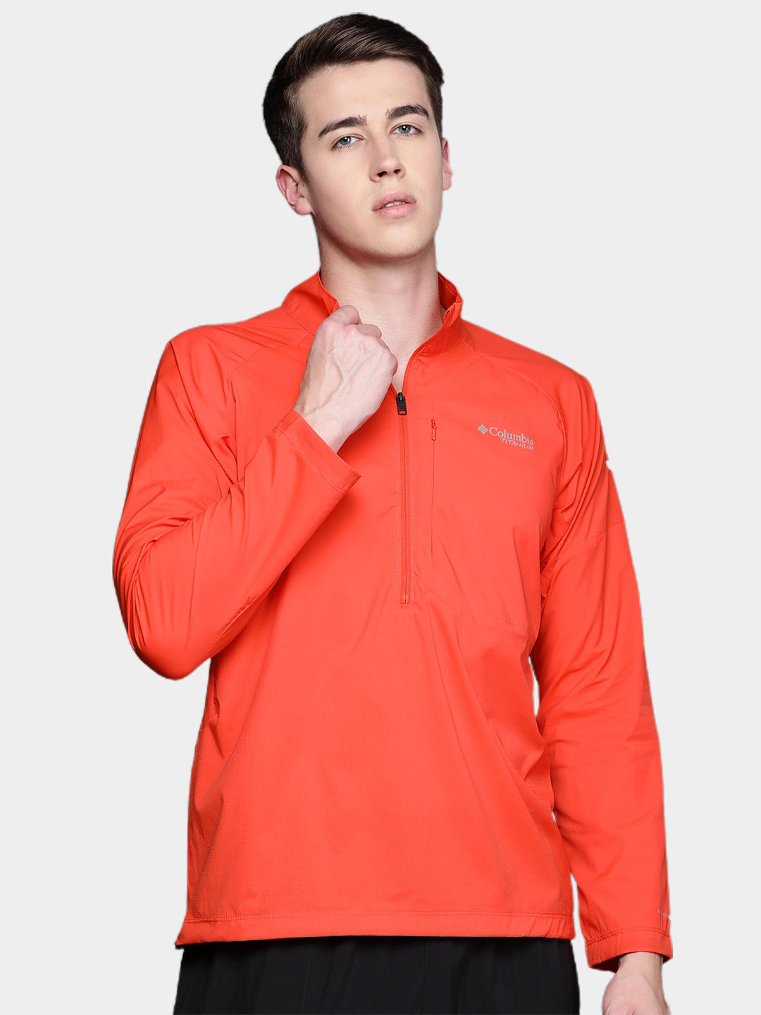 Columbia Men Orange M Titan Pass Lightweight 1/2 Zip Shirts