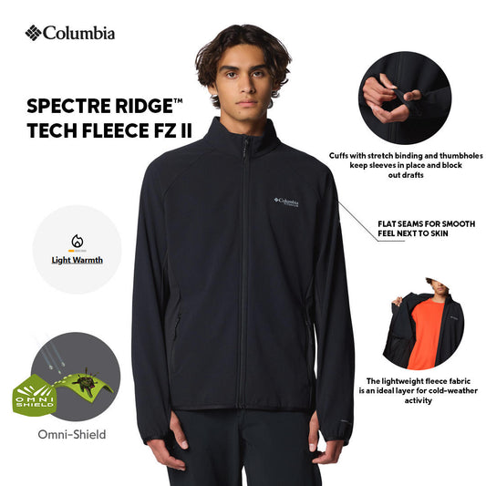 Columbia Mens Black Omni-Shield Spectre Ridge Tech II Full Zip Fleece Jacket