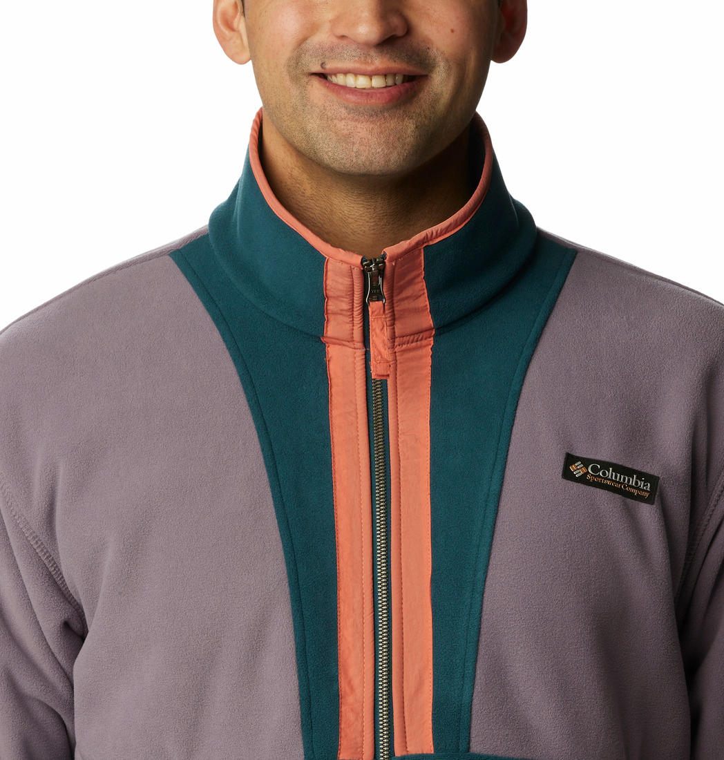 A Men Wearing Columbia Men Purple Backbowl Remastered Fleece