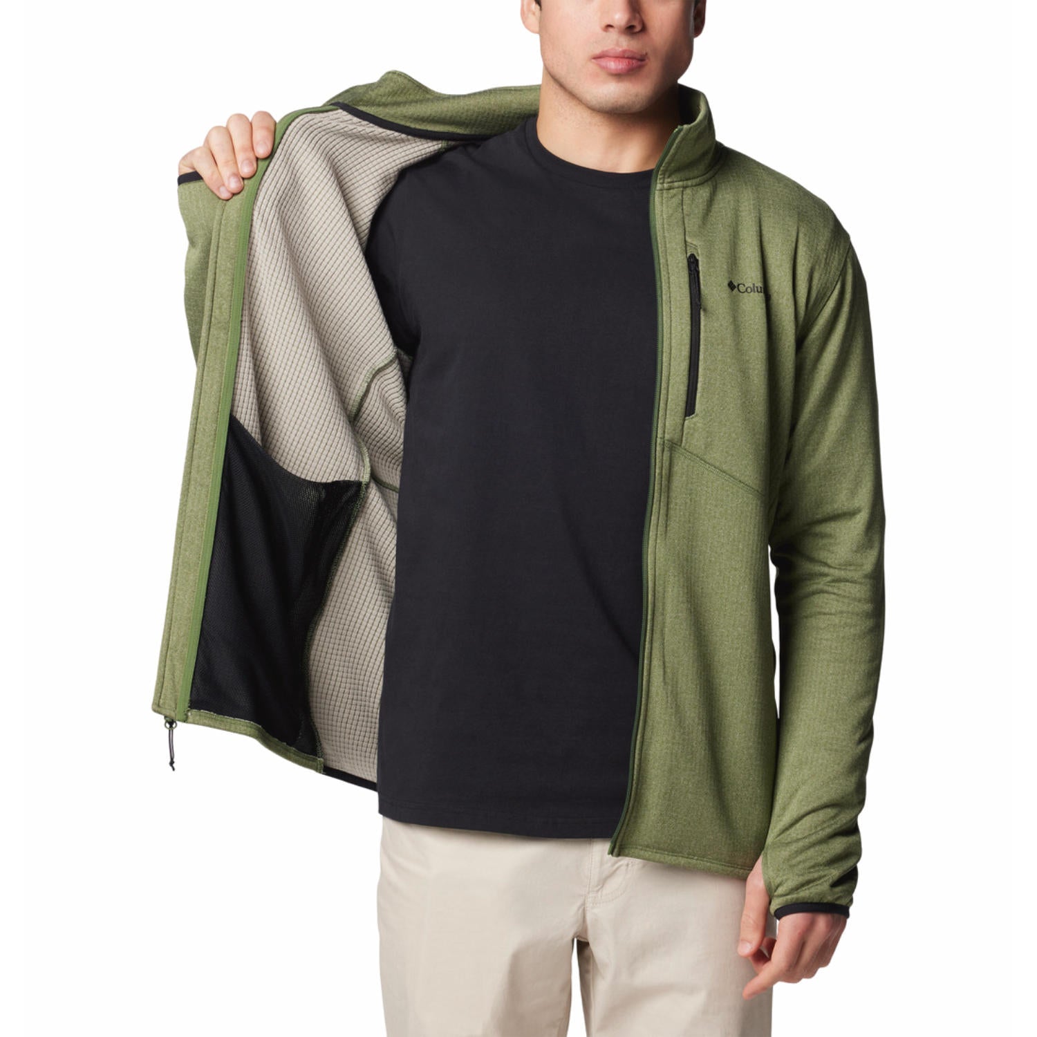 A Men Wearing Columbia Men Green Park View Fleece Full Zip