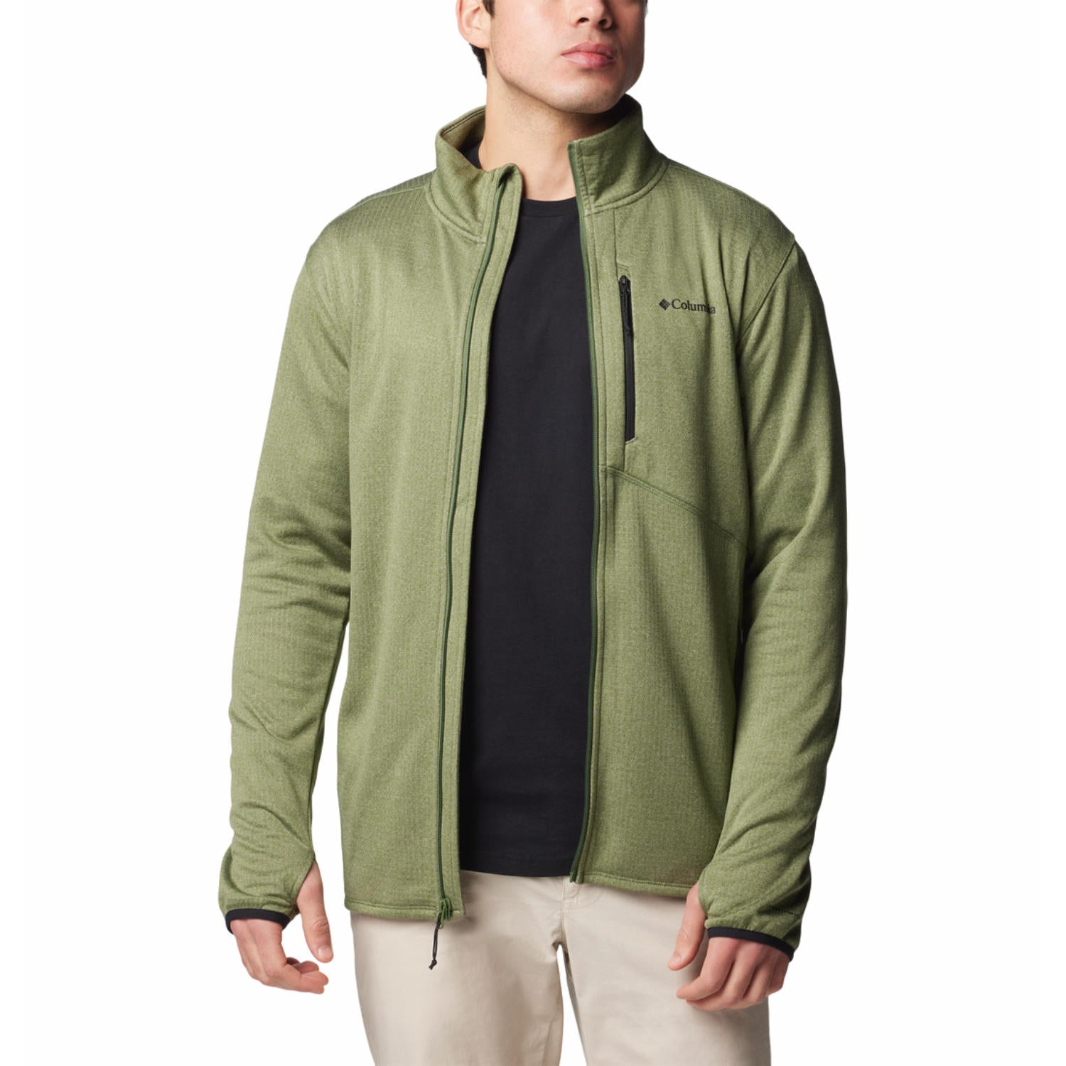 A Men Wearing Columbia Men Green Park View Fleece Full Zip