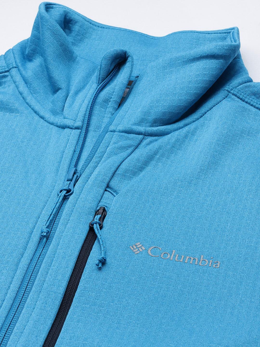 A Men Wearing Columbia Men Blue Park View Fleece Full Zip