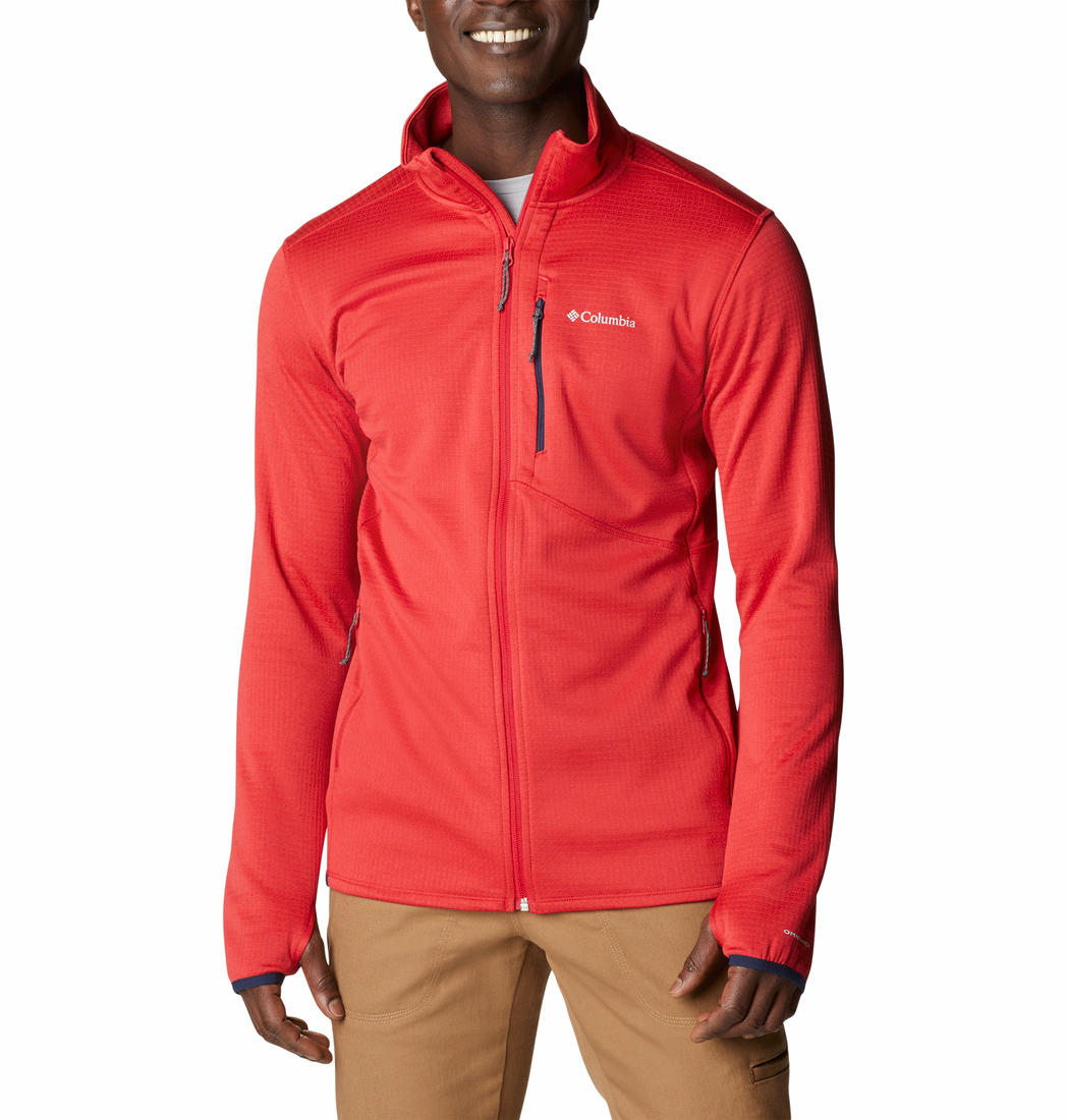 A Men Wearing Columbia Men Red Park View Fleece Full Zip
