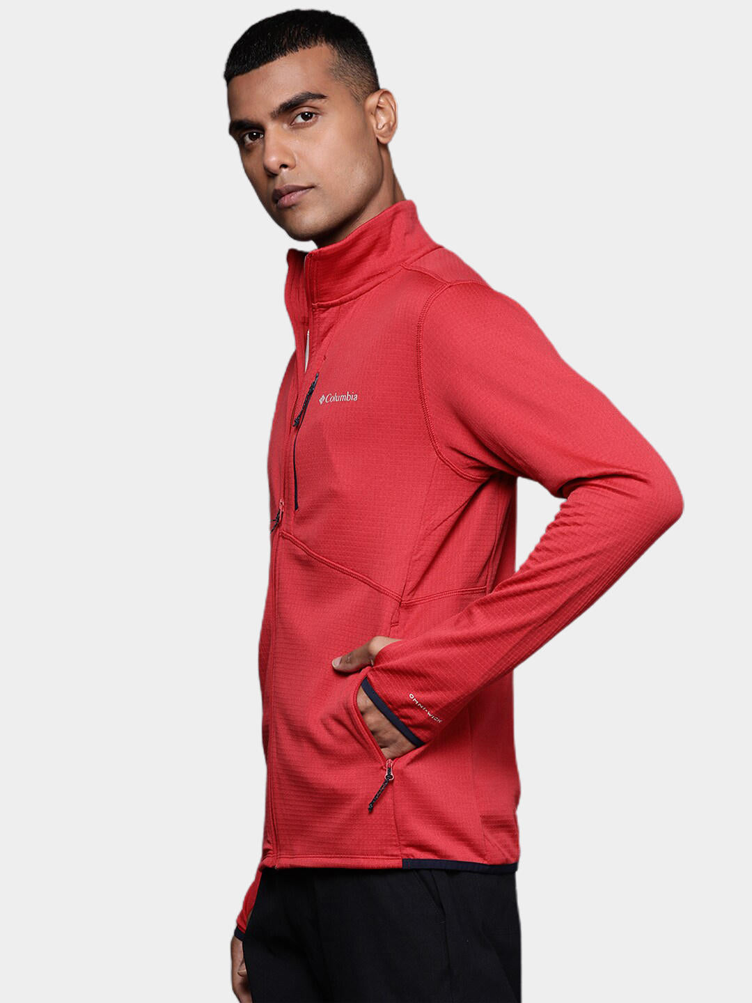 A Men Wearing Columbia Men Red Park View Fleece Full Zip