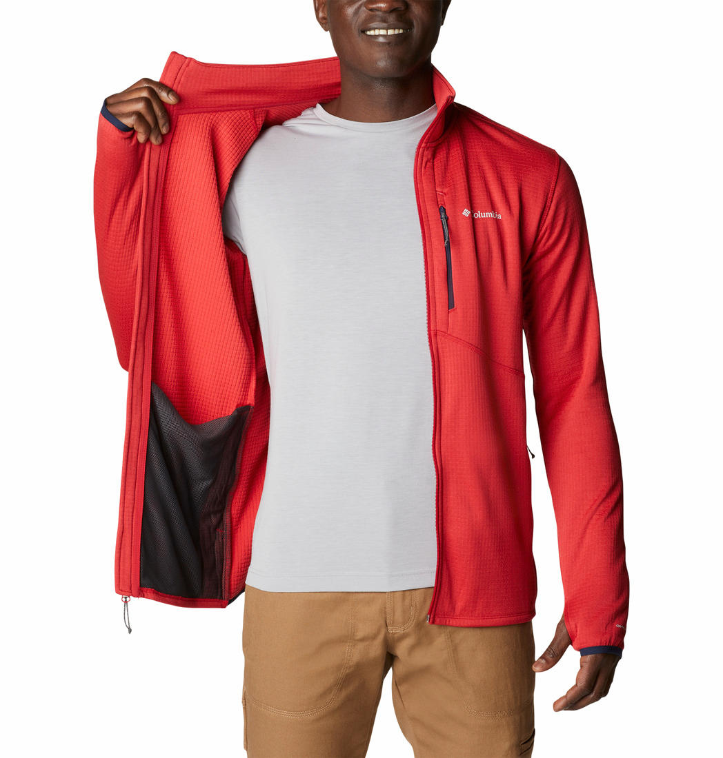 A Men Wearing Columbia Men Red Park View Fleece Full Zip