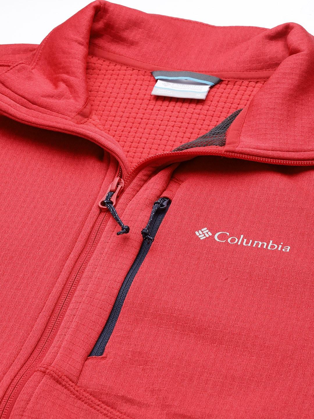 A Men Wearing Columbia Men Red Park View Fleece Full Zip