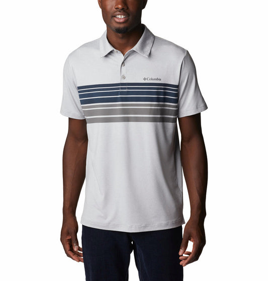 Columbia Men Grey Tech Trail Novelty Polo T-Shirt