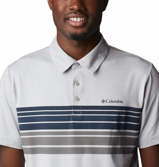 Columbia Men Grey Tech Trail Novelty Polo T-Shirt