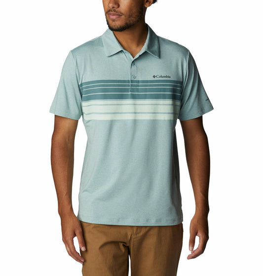 Columbia Men Green Tech Trail Novelty Polo T-Shirt