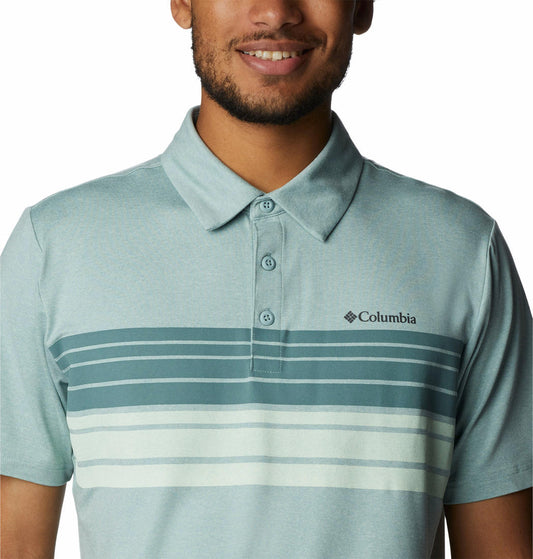 Columbia Men Green Tech Trail Novelty Polo T-Shirt