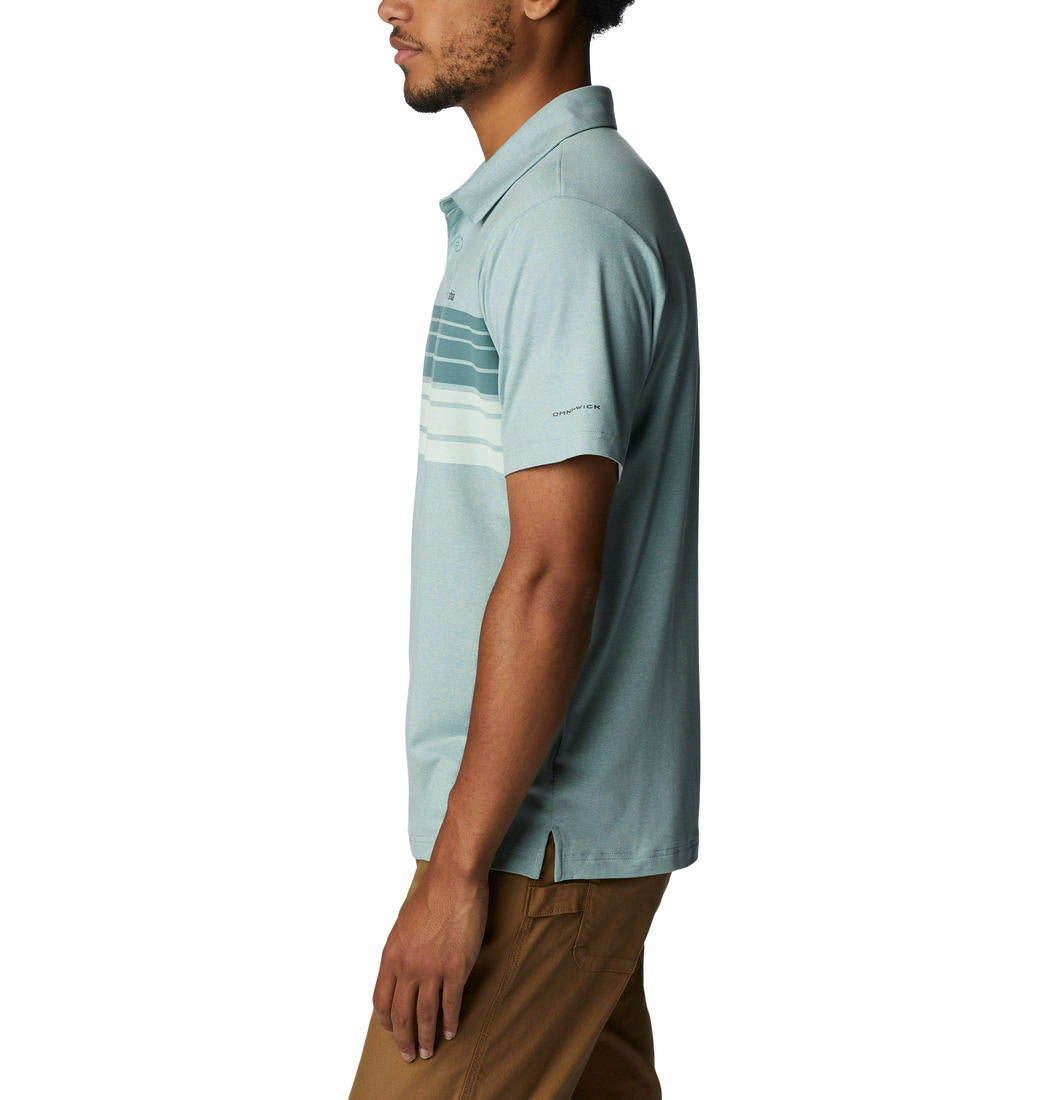 Columbia Men Green Tech Trail Novelty Polo T-Shirt