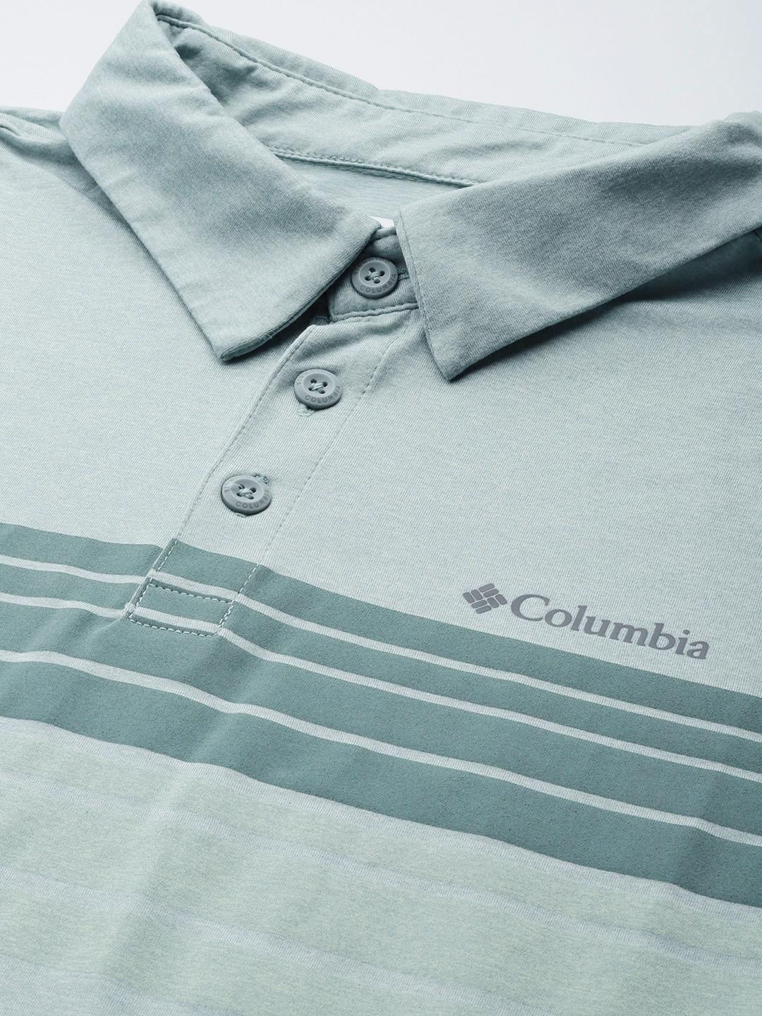 Columbia Men Green Tech Trail Novelty Polo T-Shirt