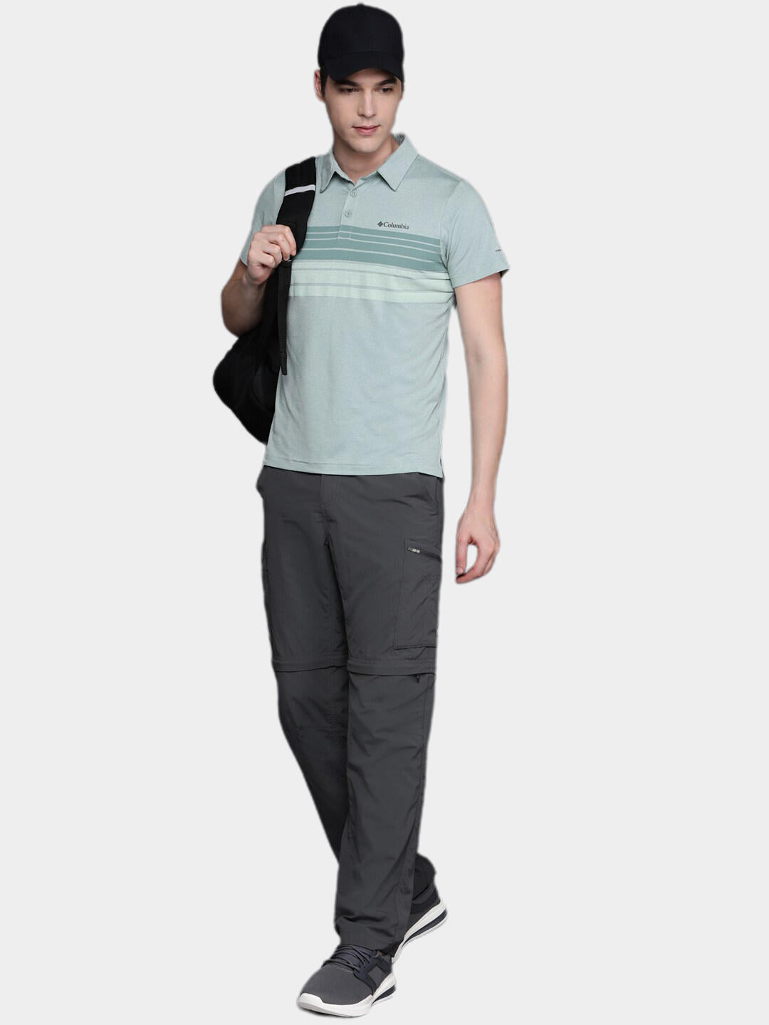 Columbia Men Green Tech Trail Novelty Polo T-Shirt