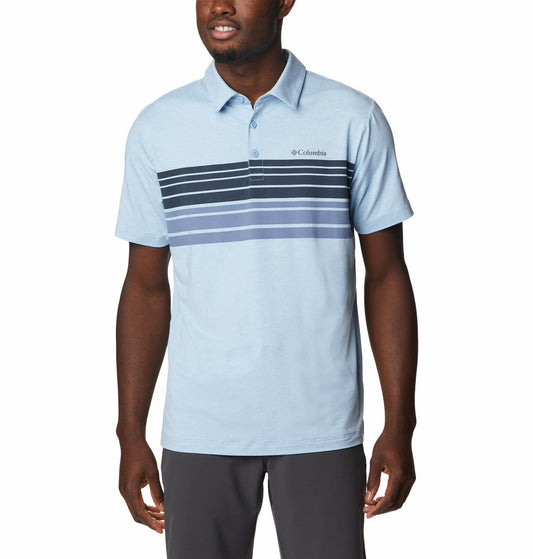 Columbia Men Blue Tech Trail Novelty Polo T-Shirt