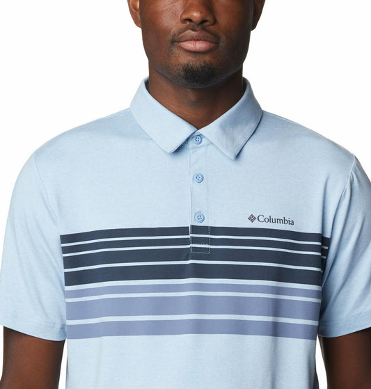 Columbia Men Blue Tech Trail Novelty Polo T-Shirt
