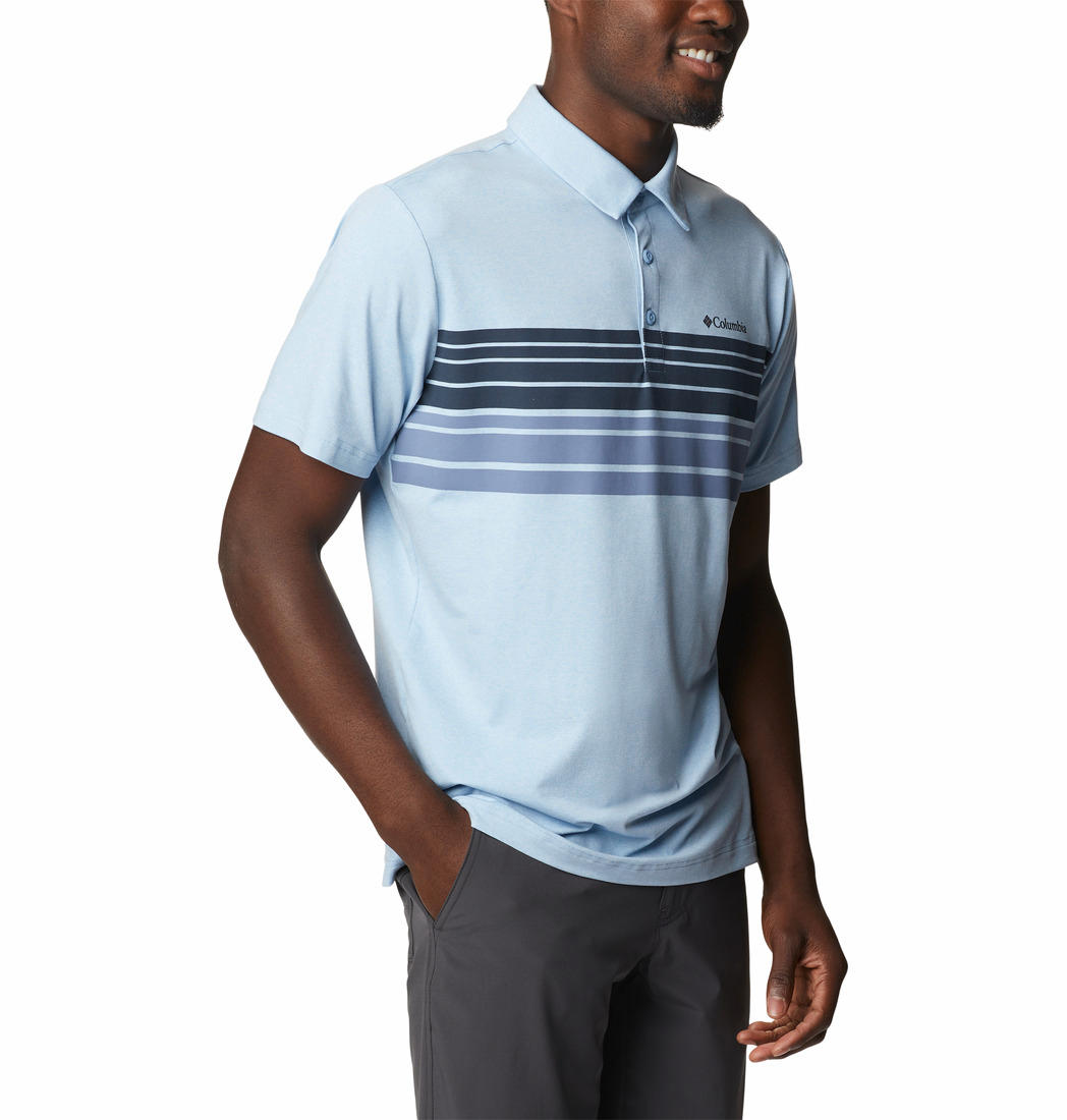 Columbia Men Blue Tech Trail Novelty Polo T-Shirt