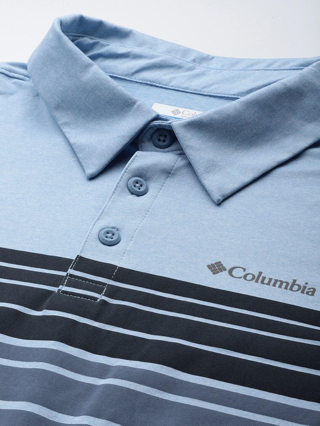 Columbia Men Blue Tech Trail Novelty Polo T-Shirt