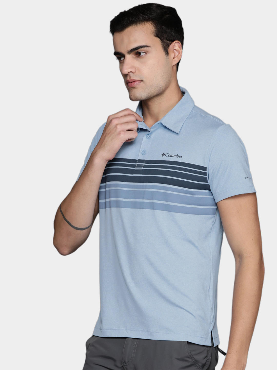 Columbia Men Blue Tech Trail Novelty Polo T-Shirt