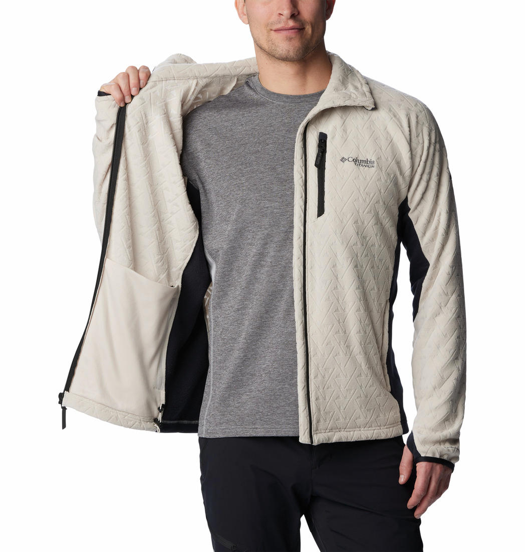 Columbia Men Beige Titan Pass 3.0 Full Zip Fleece Top