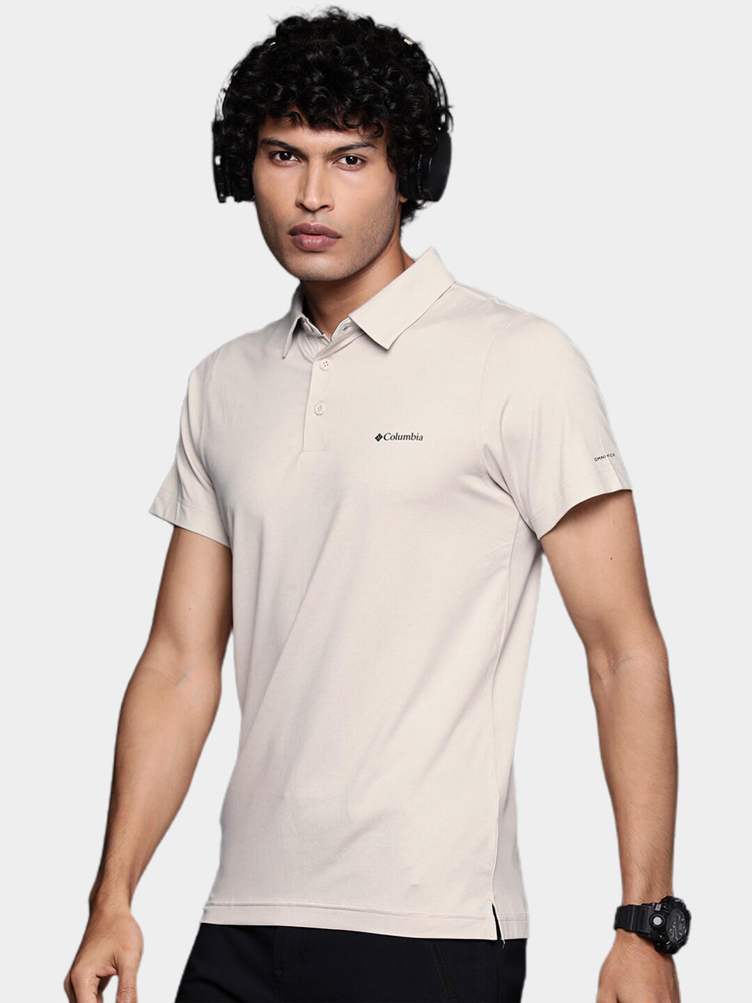 Columbia Men Beige Tech Trail Knit Polo