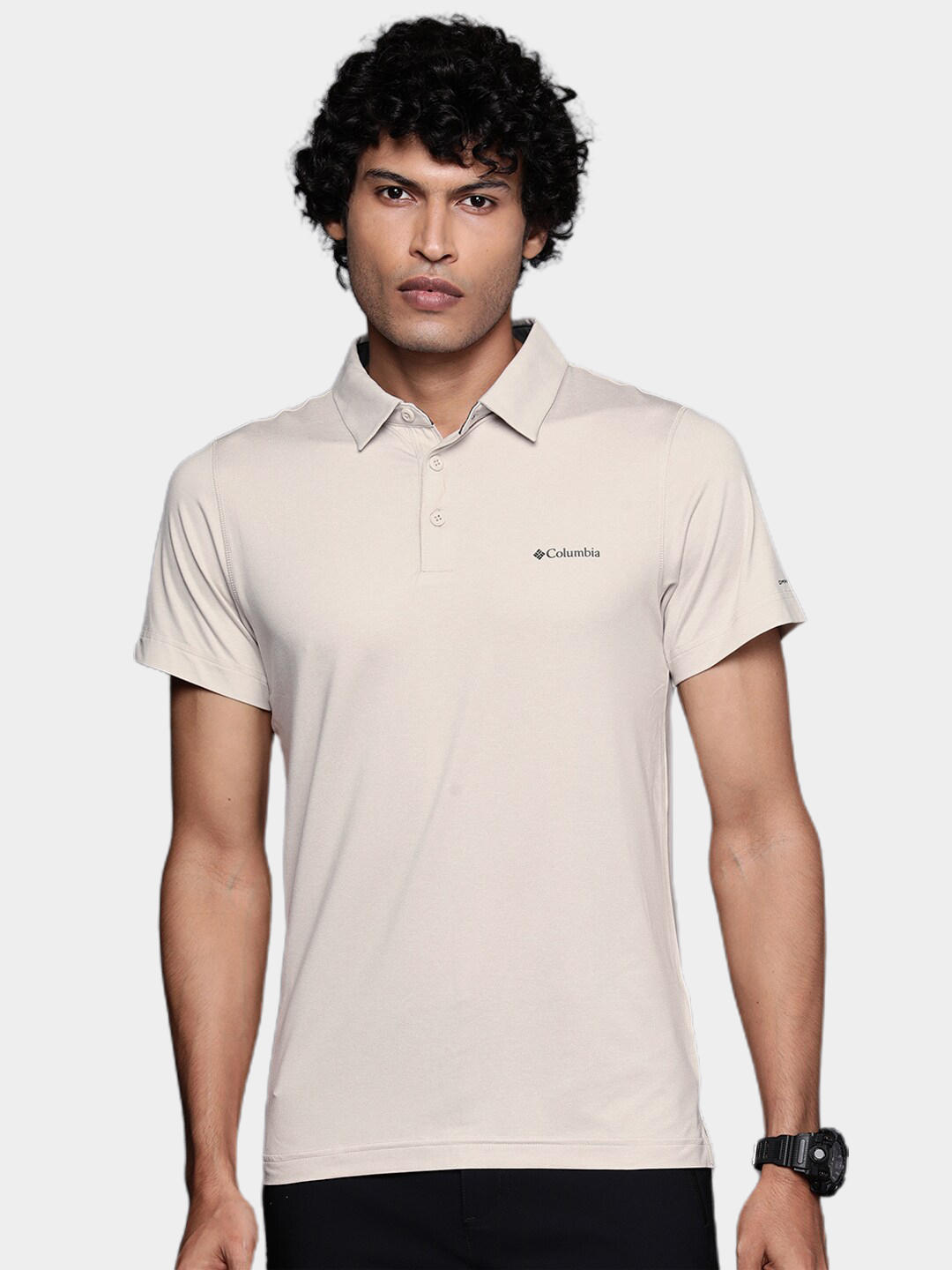Columbia Men Beige Tech Trail Knit Polo